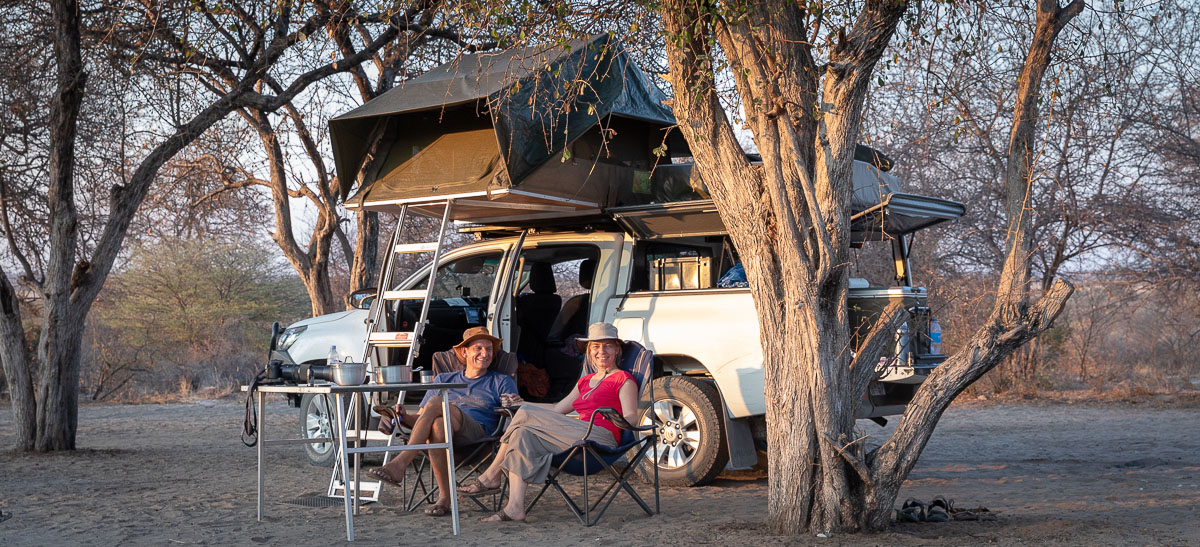 At the campsute in Central Kalahari in Botswana